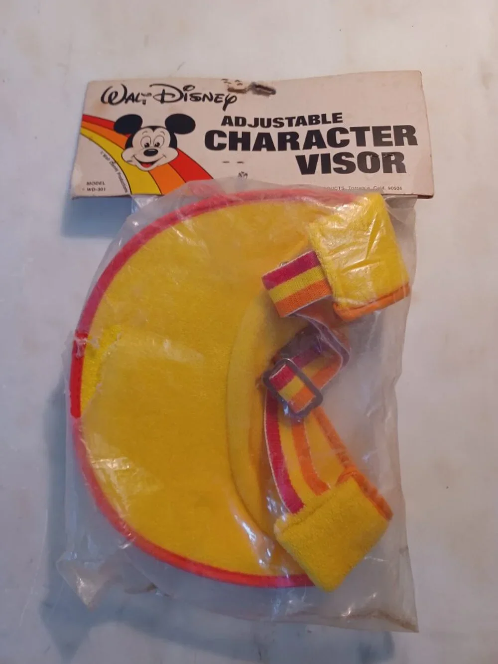 Vintage Disney Mickey Mouse Yellow Terry Visor NOS WD-301 Damaged